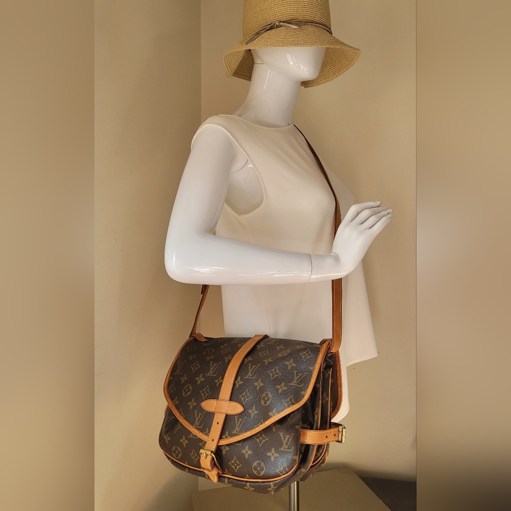 Louis Vuitton Saumur 30 Monogram Canvas Shoulder Crossbody Hand Bag Vintage Auth - Picture 13 of 13